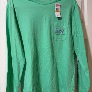 NWT  Vineyard Vines Men's Green Golf Long Sleeve Pocket T-shirt size small
